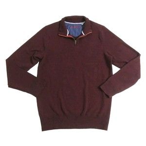 Robert Graham Men's Large to 2XL Sweater Zip Pullover Maroon Red